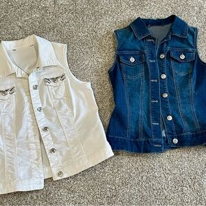 Stylish Denim and White Vests Set of 2 Size S